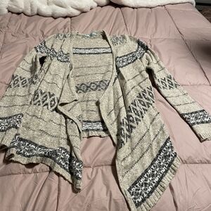 Maurices Beige and Black Open Front Sweater